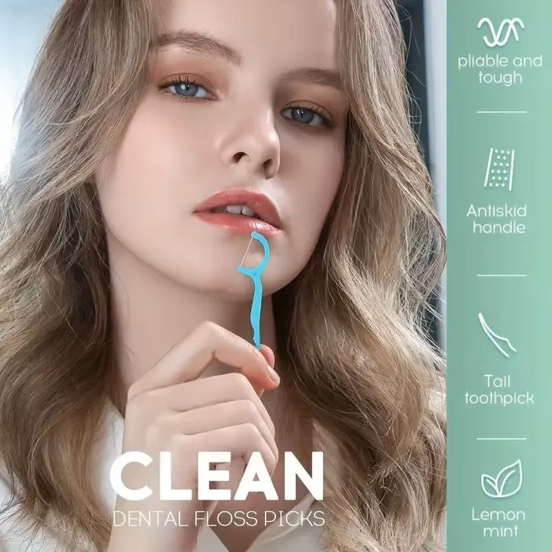 100 Count Floss Mint Flavored Toothpicks Cleaning Soft Floss for Teeth Cleaning, Oral Cleaning,table Decoration & Accessories Dealshavens