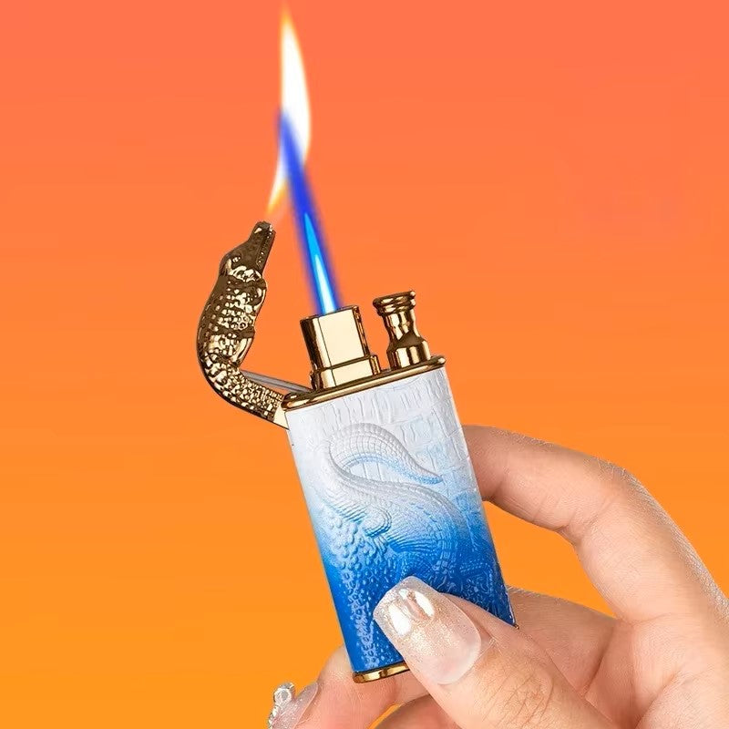 "Dragon Crocodile Dual Fire Windproof Metal Lighter"