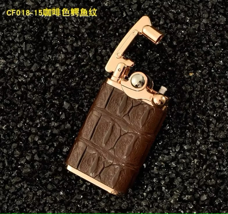 "Crocodile Leather Flint Gasoline Cigarette Lighter"