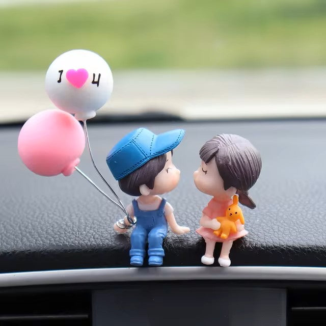 Car Decoration Cute Cartoon Couples Figure Figurines Balloon Ornament Auto Interior Dashboard Accessory for Girls Gifts Supply