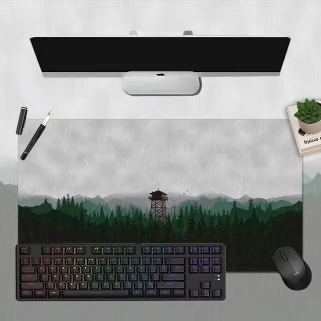 Fire Watch Game Mousepad Rubber Desk Mat for Gaming