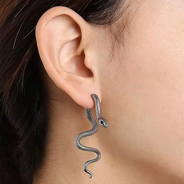 Exaggerated Snake Shape Long Drop Earrings Back Front Hanging Vintage Irregular Earrings for WomenTrendy Halloween Jewelry Gifts Dealshavens