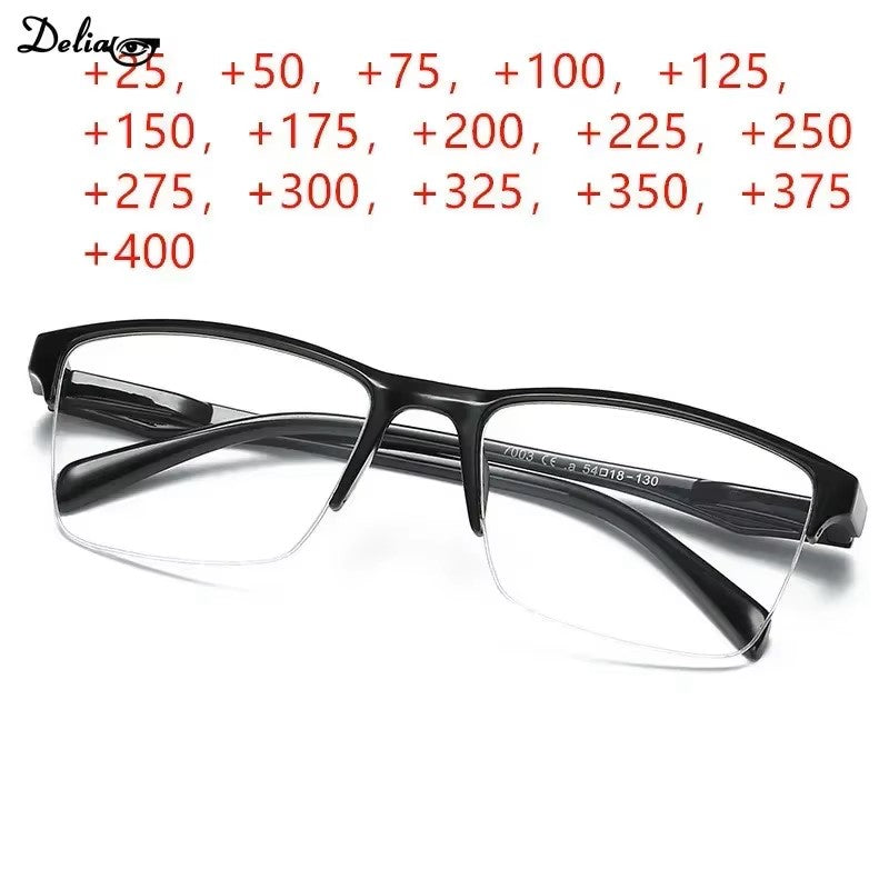 "Glasses Men Women Black Resin Reading Square Frame"