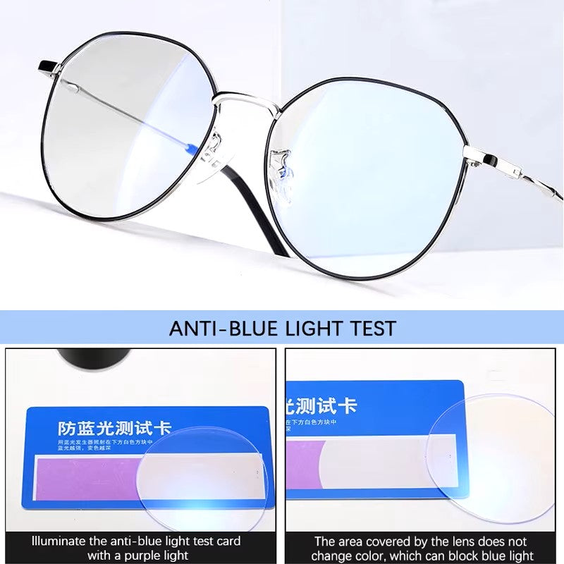 Glasses Metal Round Anti Blue Light Glasses Women Men