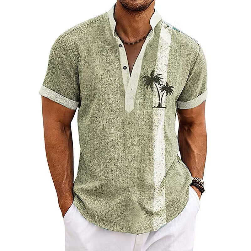 "Men's Summer T-Shirt Coconut Tree Print Casual Top"