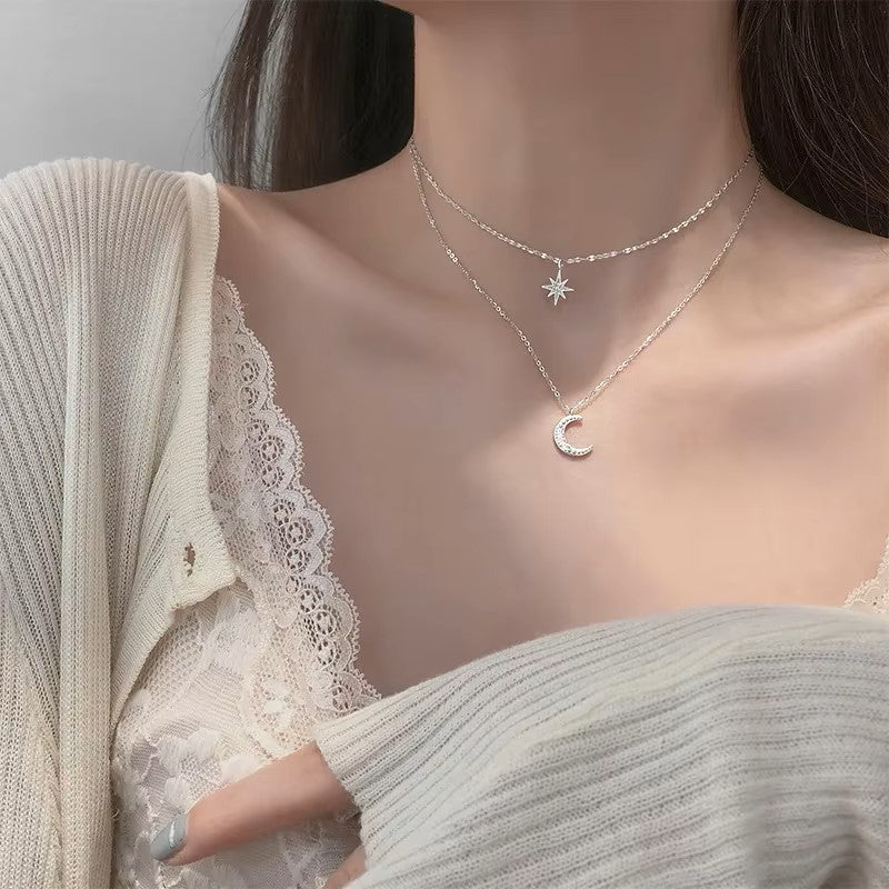 Star Moon Chain Necklace – Zircon Charme Jewelry