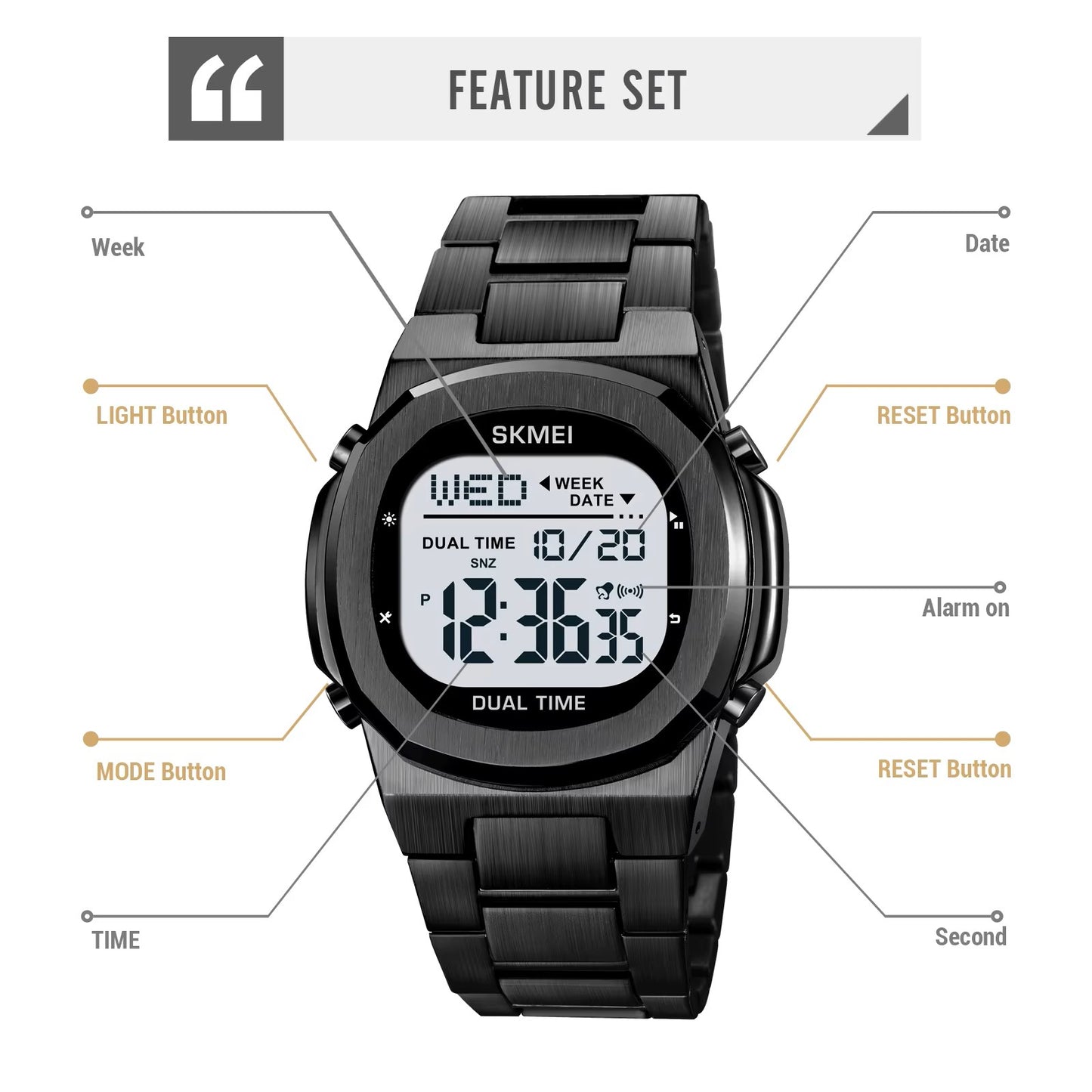 SKMEI 2004 Multifunctional Waterproof Sports Watch for Men