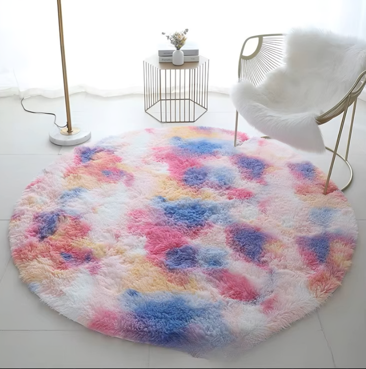 "Carpet 1PC Round Shaggy Tie Dye Soft Floor Mat 40CM"