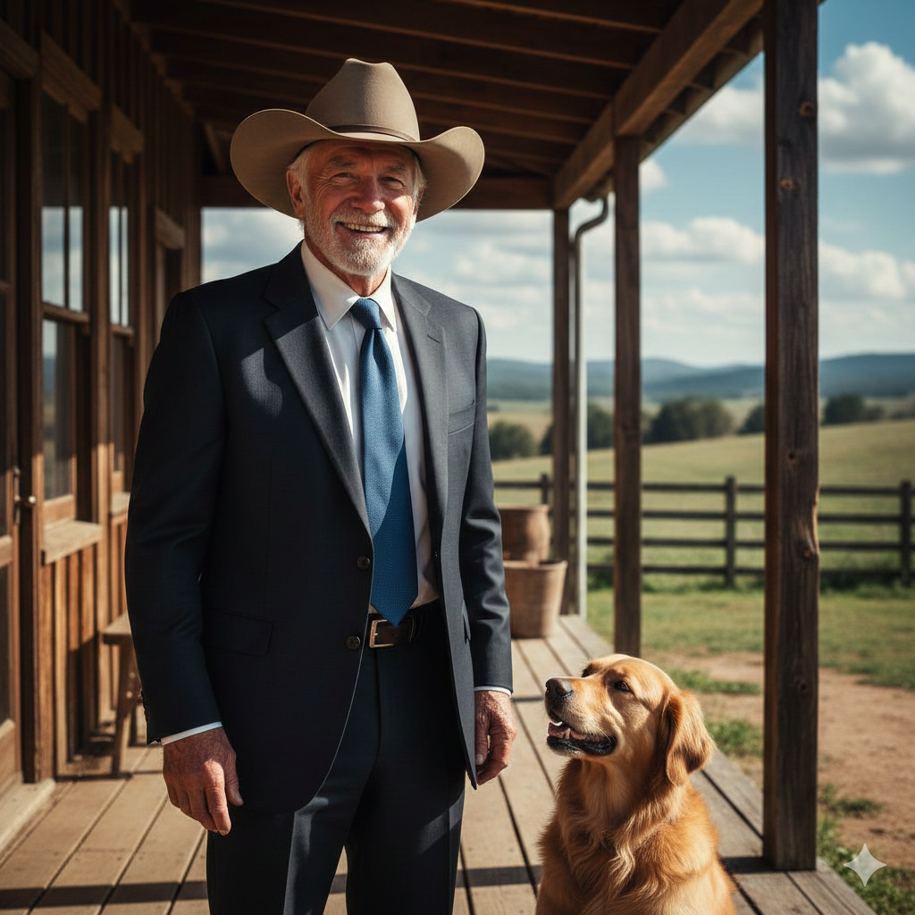 Actor Tommy Lee Jones posing at a public event, wearing a suit with a serious expression.