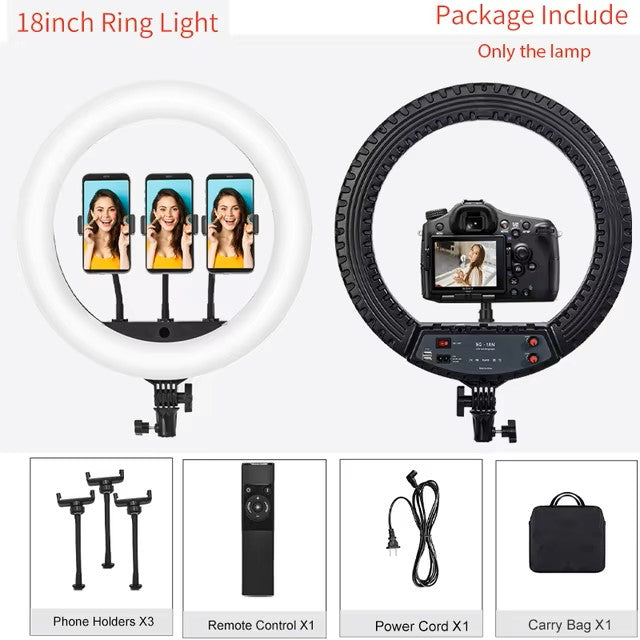 "Light 18" Ring Light with Tripod 55W for Vlog & Makeup"