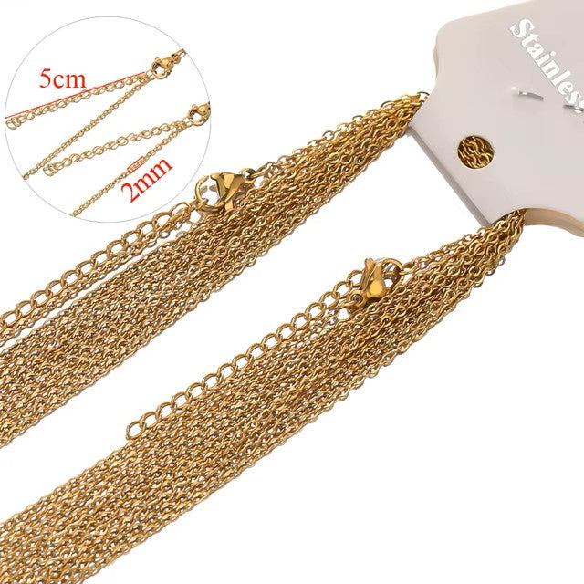 10pcs 45+5cm Gold Color Stainless Steel Link Chains in Bulk Necklaces Fashion Jewelry Adjustable Chains Wholesale Chokers DIY Dealshavens