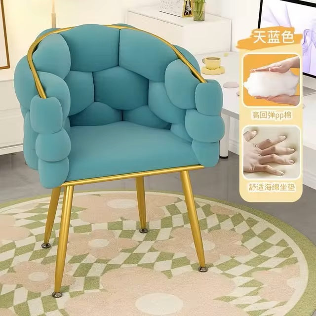 High-color Cosmetic Stool Home Girls Bedroom Dressing Table Stool Light Luxury Simple Petal Chair Backrest Nail Chair - Dealshavens