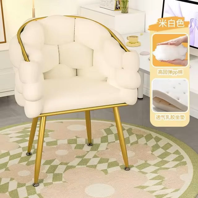 High-color Cosmetic Stool Home Girls Bedroom Dressing Table Stool Light Luxury Simple Petal Chair Backrest Nail Chair - Dealshavens