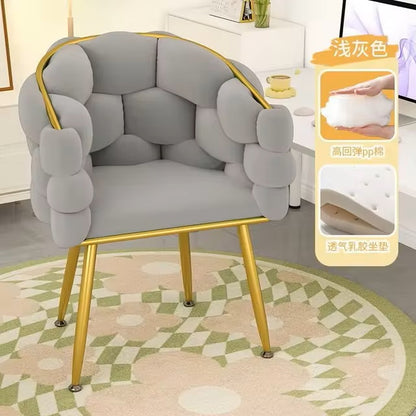 High-color Cosmetic Stool Home Girls Bedroom Dressing Table Stool Light Luxury Simple Petal Chair Backrest Nail Chair - Dealshavens