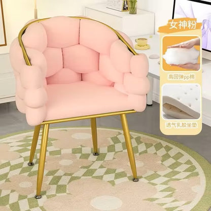 High-color Cosmetic Stool Home Girls Bedroom Dressing Table Stool Light Luxury Simple Petal Chair Backrest Nail Chair - Dealshavens