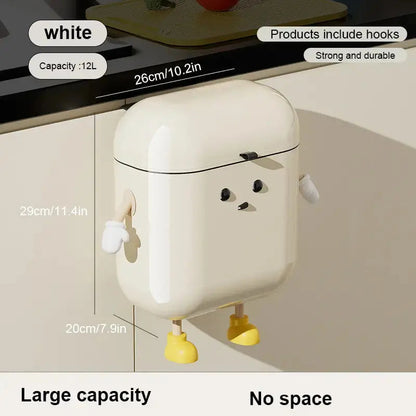 1pc Large Capacity Square White Plastic Cute Cartoon Hanging Trash new HASSAAN 