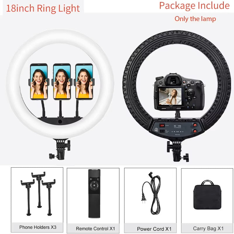 18 inch Ring Light with Tripod Stand 55W 3000-5800K CRI 90 Photo Studio Light for Vlog Video Shooting Makeup Selfie Ring Light