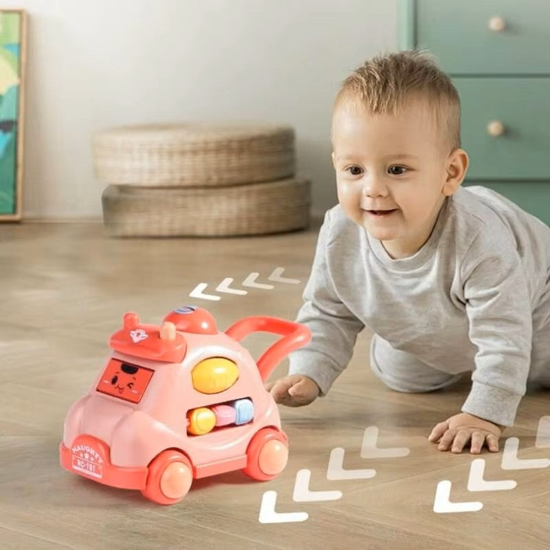 OnePc Creative Luminous Music Story Children Car Toy Machine Cartoon Polyhedral Trolley Coaster Baby Walking and Crawl Toys - Dealshavens