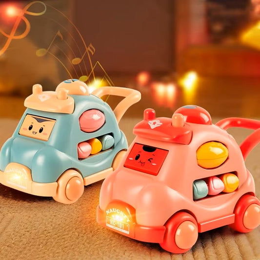 OnePc Creative Luminous Music Story Children Car Toy Machine Cartoon Polyhedral Trolley Coaster Baby Walking and Crawl Toys - Dealshavens