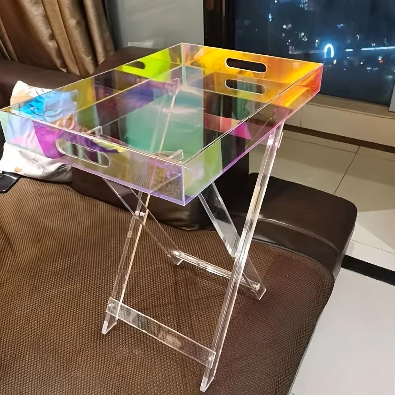 Nordic Home Decoration Transparent Acrylic Folding Sofa Side Table Small Simple Portable Square Coffee Table - Dealshavens