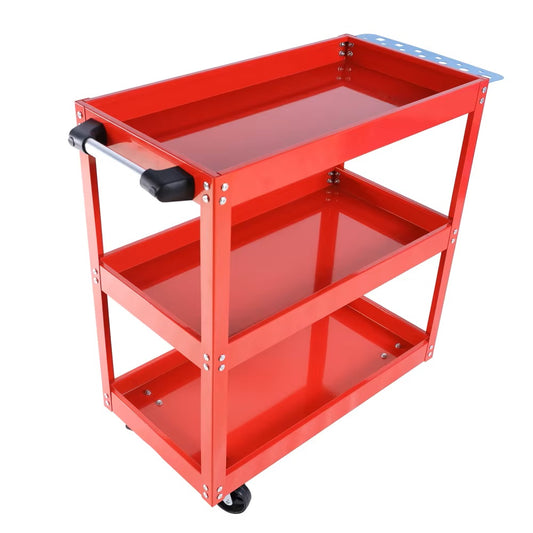 Tool Cart on Wheels, 3 Tier Rolling Mechanic Tool Cart, Heavy Duty Steel Utility Cart w/Lockable Wheels, 450 LBS Capacity - Dealshavens