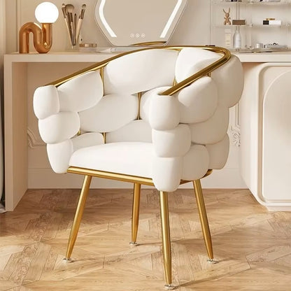 High-color Cosmetic Stool Home Girls Bedroom Dressing Table Stool Light Luxury Simple Petal Chair Backrest Nail Chair - Dealshavens