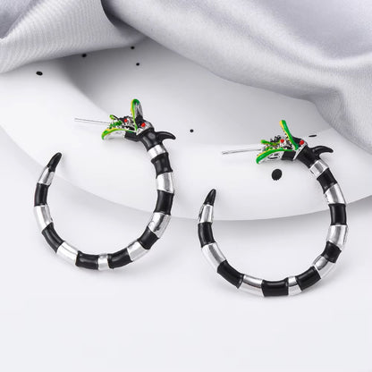 Halloween Beetlejuice Stud Earrings for Women Beetle Sandworm Creepy Gothic Hip Hop Hoop Earrings Jewelry Gifts - Dealshavens