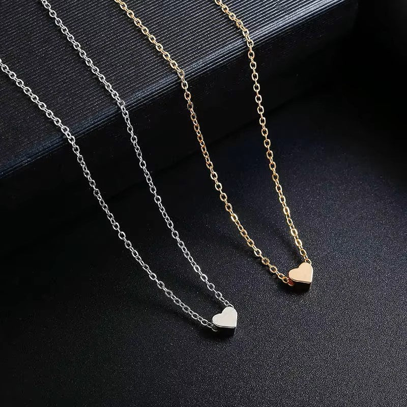 1pcs Gold-color Plus Silver-plated Necklace Ms Simple Style Love Alloy Peach Heart Pendant Hundred Match Collarbone Jewelry Gift Dealshavens