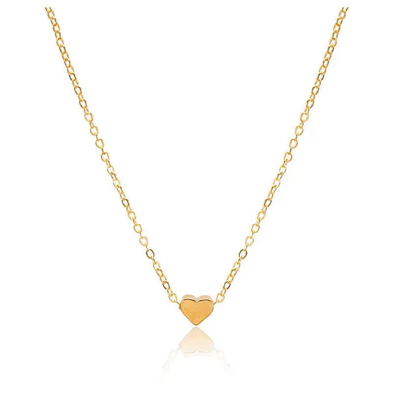 1pcs Gold-color Plus Silver-plated Necklace Ms Simple Style Love Alloy Peach Heart Pendant Hundred Match Collarbone Jewelry Gift Dealshavens