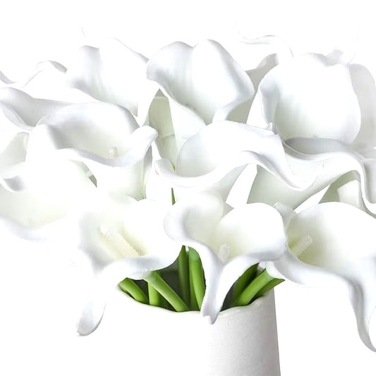 2/5Pieces Real Touch Calla Lily Artificial Flowers White Wedding Bouquet Bridal Shower Party Home Flower Decoration Fake Flowers Dealshavens