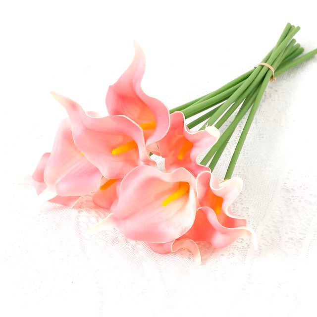 2/5Pieces Real Touch Calla Lily Artificial Flowers White Wedding Bouquet Bridal Shower Party Home Flower Decoration Fake Flowers Dealshavens