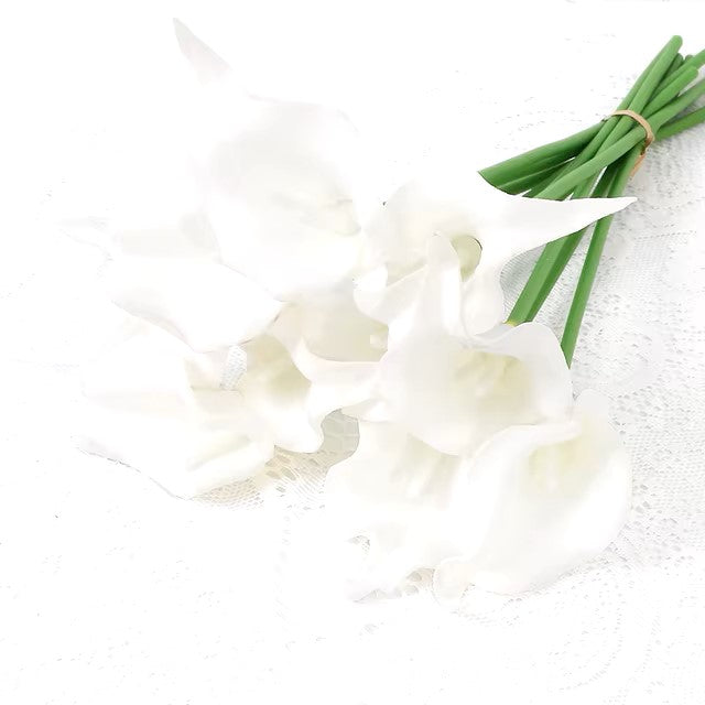 2/5Pieces Real Touch Calla Lily Artificial Flowers White Wedding Bouquet Bridal Shower Party Home Flower Decoration Fake Flowers Dealshavens