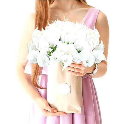 2/5Pieces Real Touch Calla Lily Artificial Flowers White Wedding Bouquet Bridal Shower Party Home Flower Decoration Fake Flowers Dealshavens