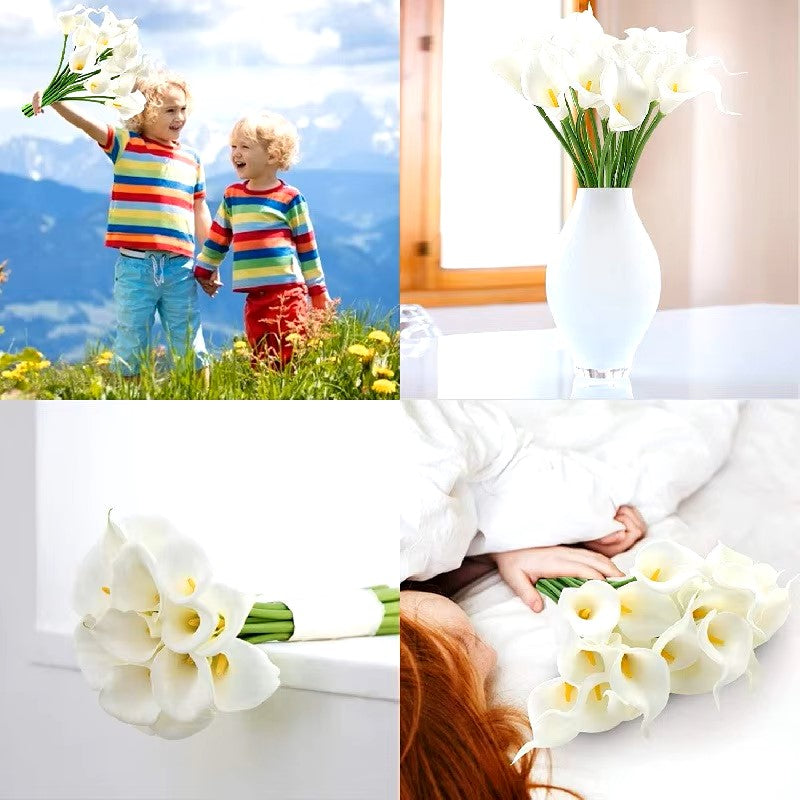 2/5Pieces Real Touch Calla Lily Artificial Flowers White Wedding Bouquet Bridal Shower Party Home Flower Decoration Fake Flowers Dealshavens