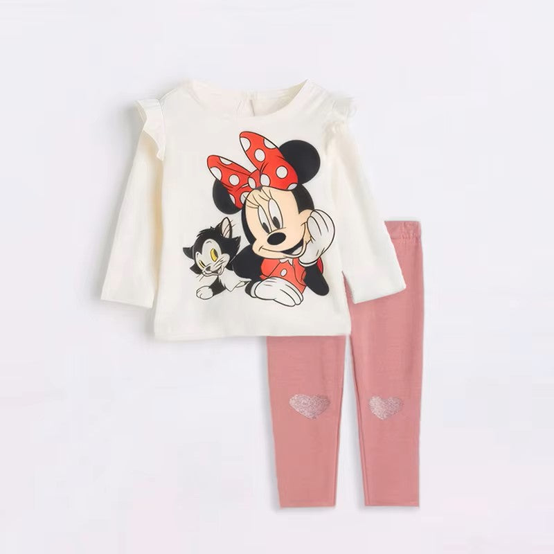 2Pcs Sweet Girl Minnie Print Clothes Cotton Long Sleeve Top + Leggings Toddler Girl Clothing Sets Dealshavens