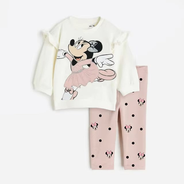 2Pcs Sweet Girl Minnie Print Clothes Cotton Long Sleeve Top + Leggings Toddler Girl Clothing Sets Dealshavens