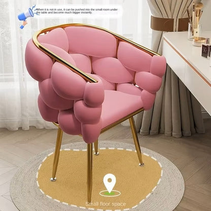 High-color Cosmetic Stool Home Girls Bedroom Dressing Table Stool Light Luxury Simple Petal Chair Backrest Nail Chair - Dealshavens