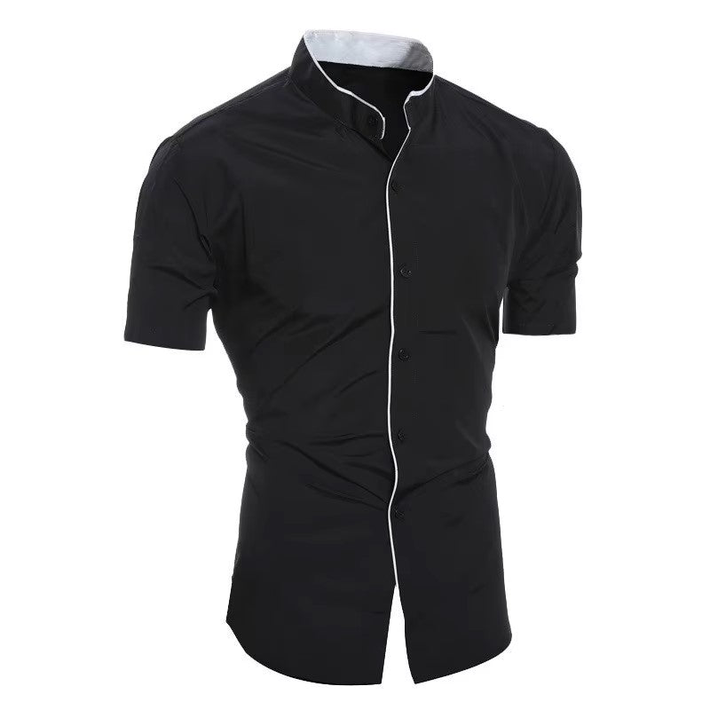 New men's solid color casual commuting short sleeved shirt - Dealshavens