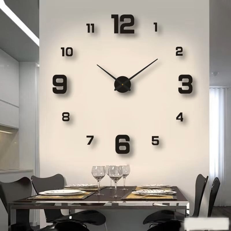 Large 3D Wall Clock DIY Creative Mirror Surface Wall Decorative Sticker Watch 130cm Frameless for Home School Office Living Room Dealshavens