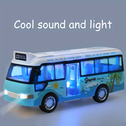 Little cars city bus with sound and light powered friction driven cars play toys gift for children from plastics. - Dealshavens