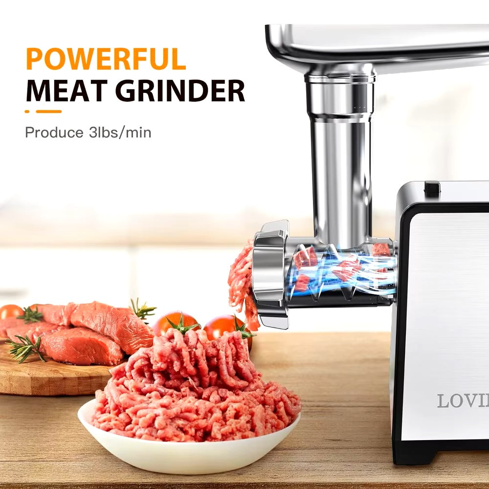 Stainless steel food grinder with sausage tube, meat grinder 2500W, sausage stuffer maker Kubbe Maker for Kitchen in Homes - Dealshavens