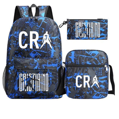 3Pcs Sets Boys Girl Football CR7 School Backpack School Bags Travel Bags Laptop Zipper Rucksack New Mochila For Students Bags