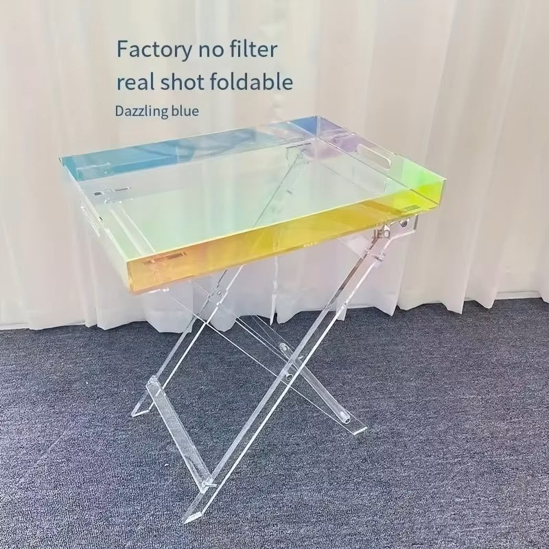 Nordic Home Decoration Transparent Acrylic Folding Sofa Side Table Small Simple Portable Square Coffee Table - Dealshavens