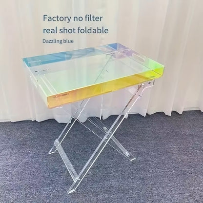 Nordic Home Decoration Transparent Acrylic Folding Sofa Side Table Small Simple Portable Square Coffee Table - Dealshavens