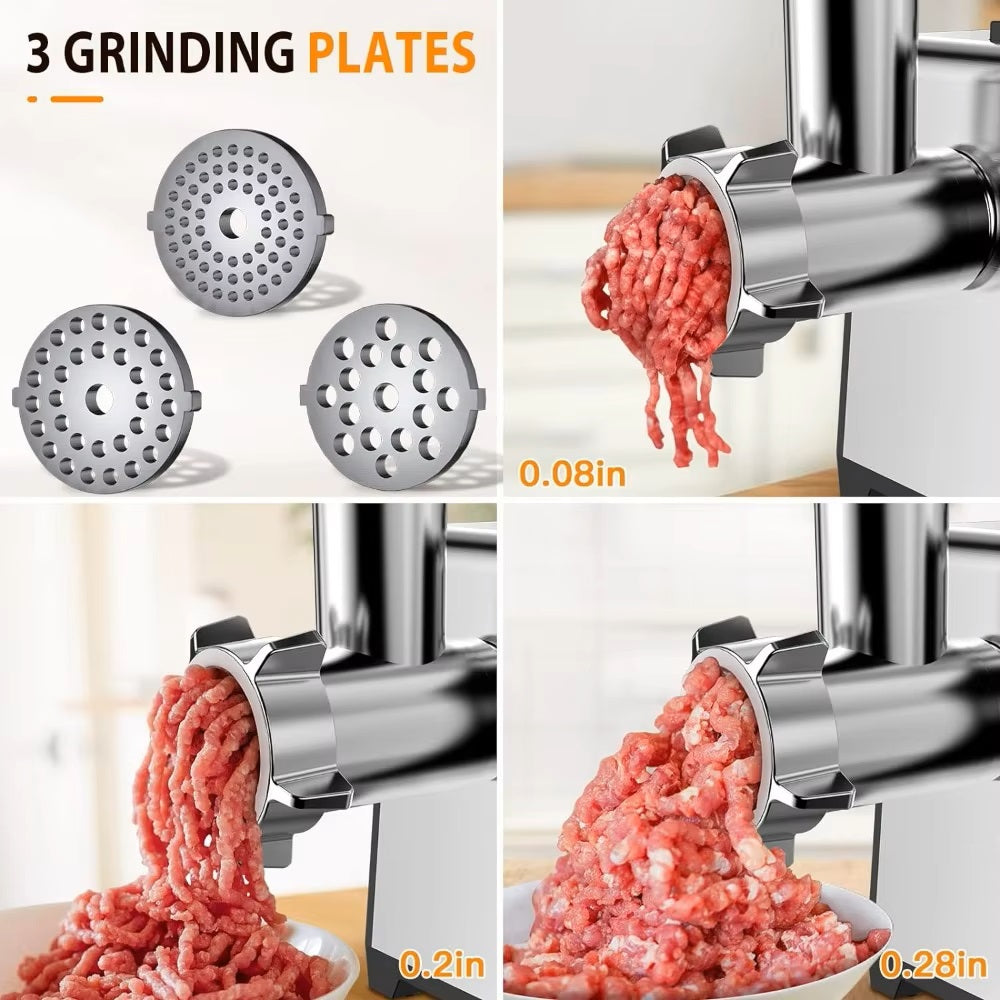 Stainless steel food grinder with sausage tube, meat grinder 2500W, sausage stuffer maker Kubbe Maker for Kitchen in Homes - Dealshavens