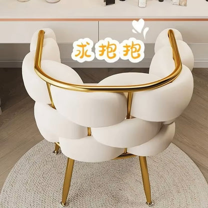 High-color Cosmetic Stool Home Girls Bedroom Dressing Table Stool Light Luxury Simple Petal Chair Backrest Nail Chair - Dealshavens