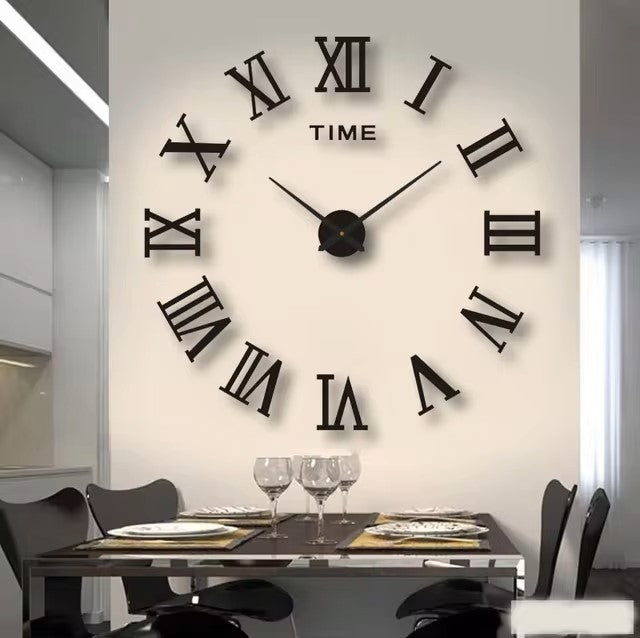 Large 3D Wall Clock DIY Creative Mirror Surface Wall Decorative Sticker Watch 130cm Frameless for Home School Office Living Room Dealshavens