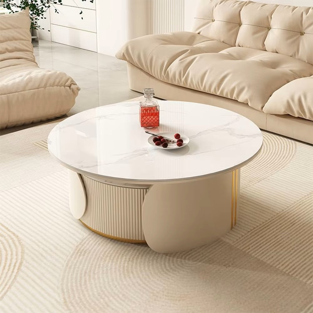 New Light Luxury Round Coffee Table Combination Retractable End Table Combination Simple Modern Household Small Apartment Type - Dealshavens