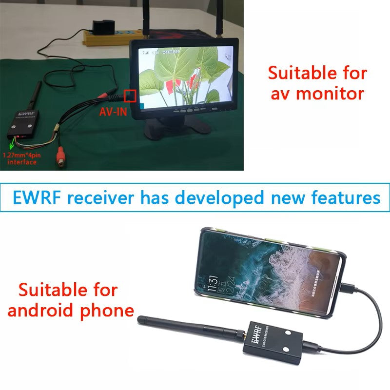 Ready to use 5.8G FPV UVC Receiver Video Downlink OTG VR Android Phone+200/600mW Transmitter+CMOS 1200TVL Camera For RC Drone