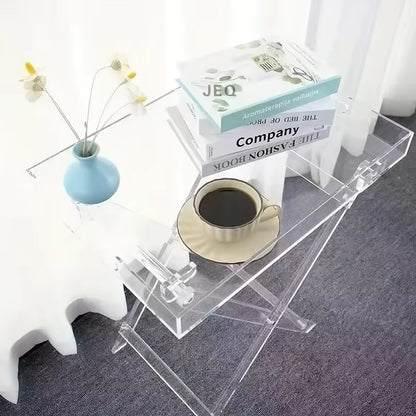 Nordic Home Decoration Transparent Acrylic Folding Sofa Side Table Small Simple Portable Square Coffee Table - Dealshavens